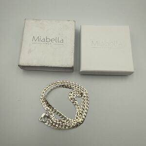 Miabella 925 Sterling Silver Italian 3.2mm Diamond Cut Cuban Link Chain 21”